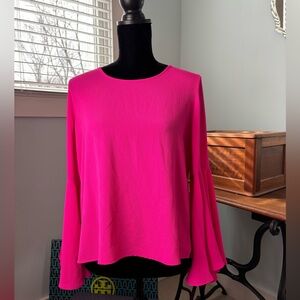 Vince Camuto Hot Pink Bell Sleeve Top, Size Small